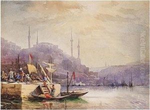 View Of The Bosphorous by Konstantin Egorovich Egorovich Makovsky