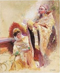 Boyar And Boyarina: Sketch For The Canvas 'minin's Appeal' by Konstantin Egorovich Egorovich Makovsky