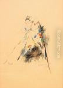 Peasant Girl In A Colourful Shawl by Philippe Andreevitch Maliavine