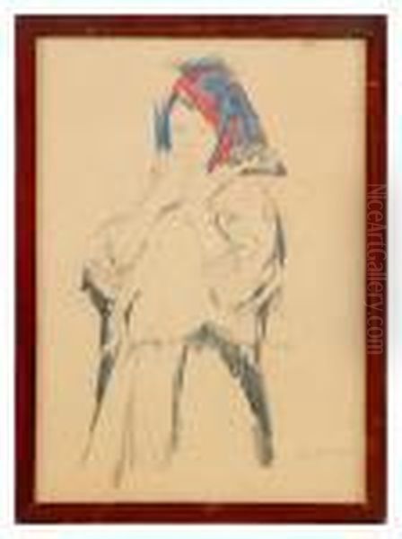 Peasant Girl In A Colourful Headscarf - view 1