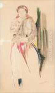 Sketch Of A Laughing Woman by Philippe Andreevitch Maliavine