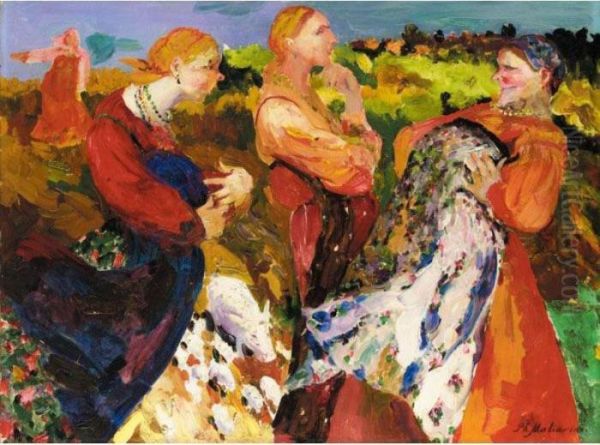 Peasants In The Field by Philippe Andreevitch Maliavine