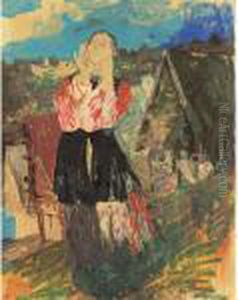 Peasant Woman In The Village by Philippe Andreevitch Maliavine