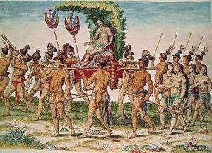 A Bride is Carried to the Chief by Jacques le Moyne de Morgues