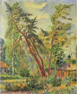 " La Reinerie, Les Deux Arbres ", 1944. by Henri Charles Manguin