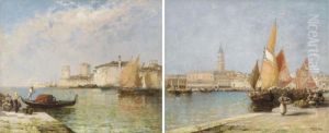 The Doge's Palace And Campanile, Venice; San Rialto, Venice by Arthur Joseph Meadows