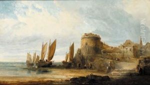 Figures Before A Fortified Coastal Town