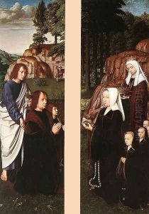 Triptych of Jean Des Trompes (side panels) 1505
