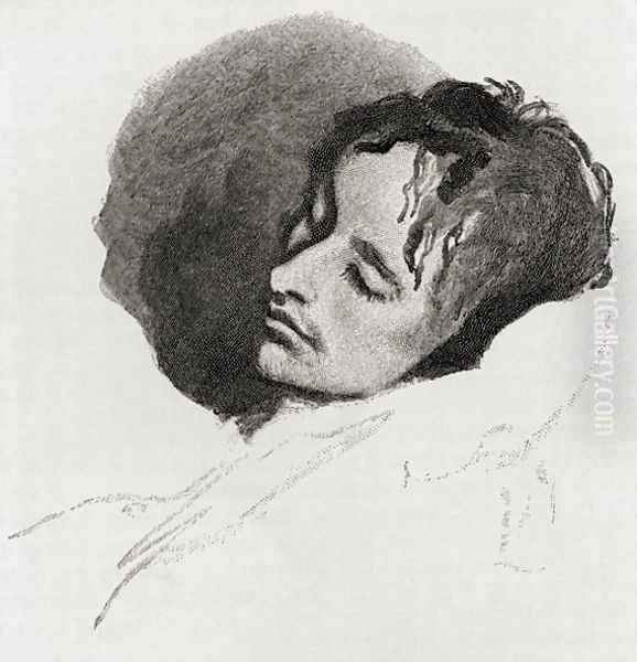 John Keats in his Last Illness, engraved after the sketch by Joseph Severn, from the book The Century Illustrated Monthly Magazine, May to October, 1883 - view 1