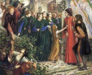 Beatrice Meeting Dante At A Wedding Feast Denies Him Her Salutation by Dante Gabriel Rossetti