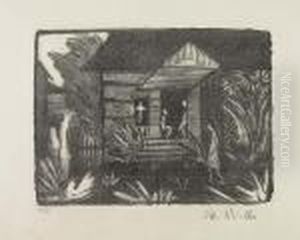Russisches Haus Mit Sonnenblumen by Otto Mueller