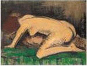 Kauernder Akt (crouching Nude) by Otto Mueller