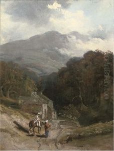 Figures Before A Cottage On A Hillside by Patrick, Peter Nasmyth