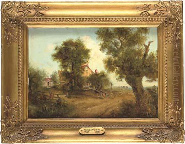 Wooded Landscape With A Cottage And Figures On A Path - view 1