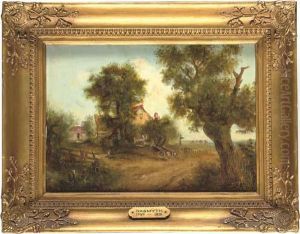 Wooded Landscape With A Cottage And Figures On A Path by Patrick, Peter Nasmyth