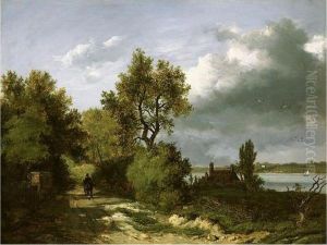 Wooded River Landscape With A Traveller by Patrick, Peter Nasmyth