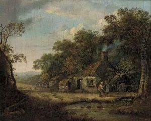 Figures By A Riverside Cottage