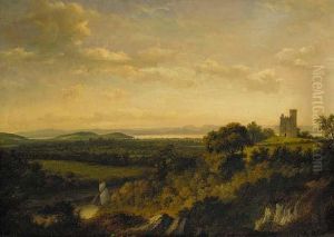 View Of Renfrew Castle, With A
Ship On White Cart Water In The Foreground And An Extensive View Of The
River Clyde Beyond by Patrick, Peter Nasmyth