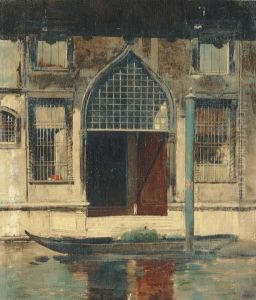 A Gondola Before A Venetian Palazzo by Alberto Pasini