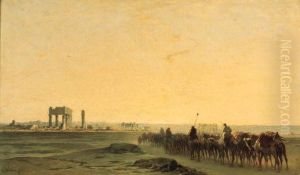 Carovana In Marcia Presso Rovine (1858 Circa) by Alberto Pasini