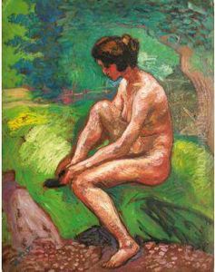 Nu Au Bord De La Riviere by Jean Misceslas Peske
