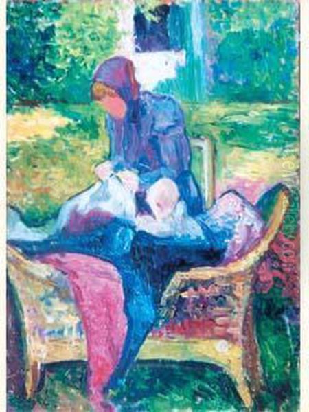 Mere Et Enfant Dans Le Jardin - view 1