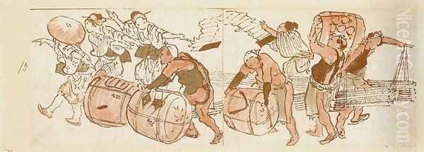 Men Rolling Casks - view 1