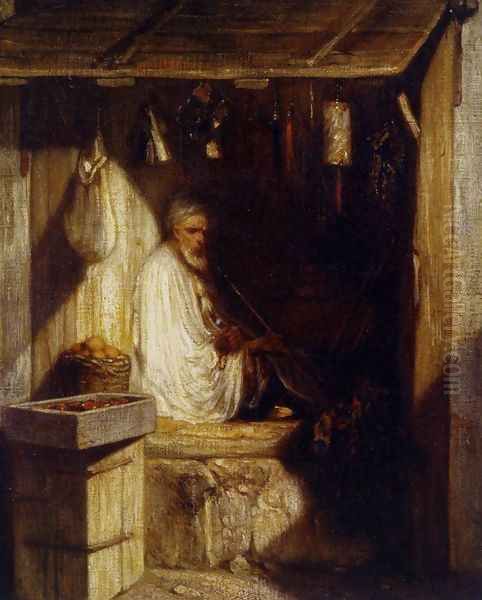 Turkish Merchant Smoking in His Shop 1844 - view 1