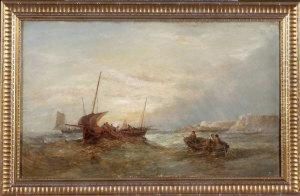 Fishing Boats Off The Yorkshire Coast At Sunrise