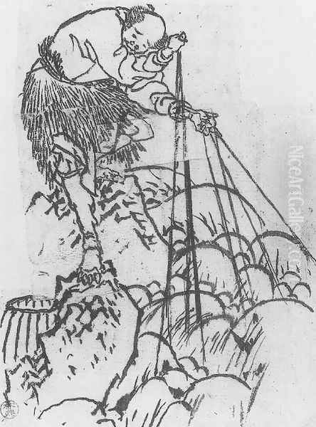 Study of a Cormorant Fisherman I - view 1