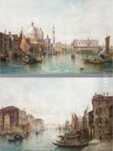 A View Of The Dogana And St Mark's Square; And A View Of The Grand Canal