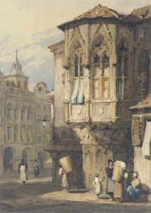 A Continental Street Scene by Samuel Prout