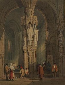 The Entrance To A Continental Cathedral by Samuel Prout