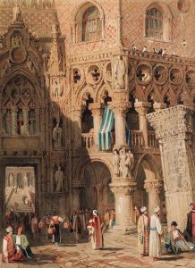 The Entrance To The Palazzo Ducale From The Piazzetta San Marco,venice, Italy by Samuel Prout