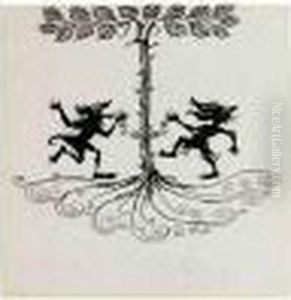 Two Fantastical Creatures Dancing Around A Tree by Arthur Rackham