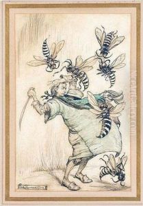 Gulliver's Combat With The Wasps by Arthur Rackham