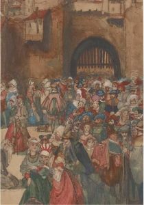 Crowds By The Town Gate by Arthur Rackham