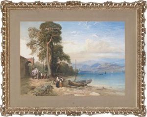 Figures Gossiping On The Edge Of An Italian Lake by Thomas Miles Richardson