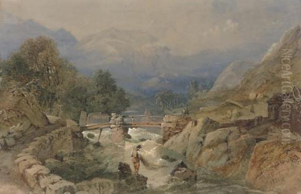 An Angler Contemplating The Fishing Pool - view 1
