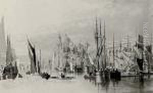 An Album Of Watercolours And
Drawings, The Majority Landscape And Maritime Subjects Including: The
Grand Canal, Venice, Crowded With Boats (illustrated); Cockermouth
Castle; Colwith Force, Westmoreland; Byewell; At Deepdale, Vale Of Dent;
Cottages by Thomas Miles Richardson