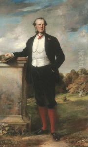 Portrait Of Beilby Richard 
Lawley, 2nd Baron Wenlock, Full-length, In A Brown Suit With A White 
Waistcoat, Standing On The Terrace At Escrick Hall