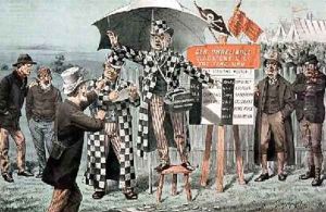 Doncaster from St Stephens Review Presentation Cartoon 17 September 1887 by Tom Merry