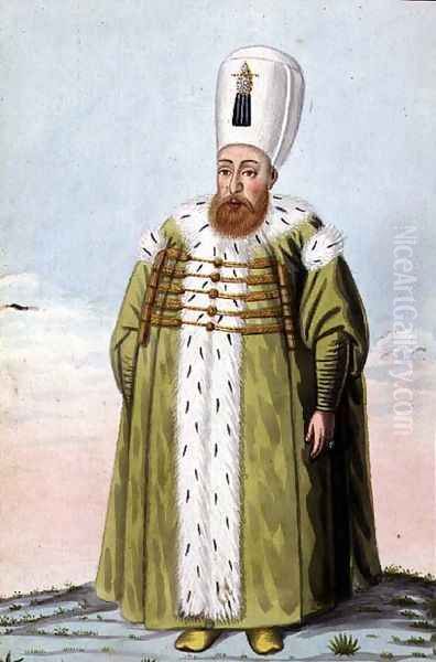 Mustapha I (1591-1639) Sultan 1617-18, 1622-23, from A Series of Portraits of the Emperors of Turkey, 1808 - view 1