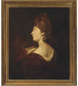 Portrait Of A Lady, Quarter-length, In A Red Dress by George Romney