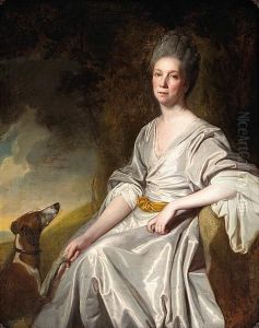 A Portrait Of Mrs. Horton Seated In A Landscape With A Greyhound At Her Feet