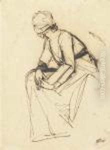 Study Of A Seated Woman,
Observed From Her Left Side (recto); And Study Of A Seated Woman (verso) by George Romney