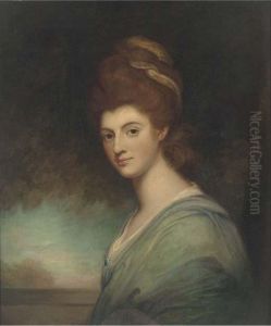 Portrait Of A Lady, Bust-length, In A Turquoise Dress