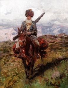 Cossack On Horseback by Franz Roubaud