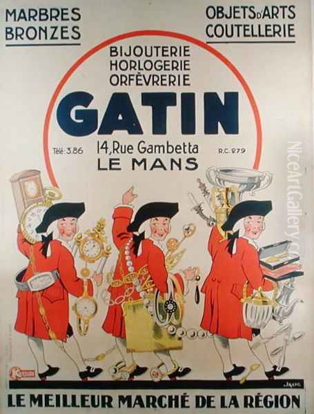 Poster advertising the antiques dealership Bijouterie Gatin Le Mans - view 1