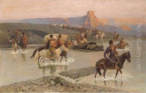 Cossacks Crossing The Fjord by Franz Roubaud